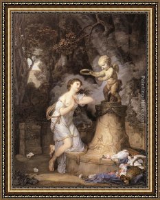 The Education of Cupid Framed Paintings - Votive Offering to Cupid by Jean Baptiste Greuze