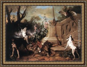 Jean-baptiste Oudry Framed Paintings - Dead Roe by Jean-Baptiste Oudry