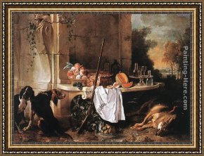 Jean-baptiste Oudry Framed Paintings - Dead Wolf by Jean-Baptiste Oudry