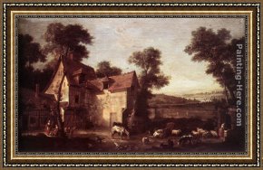 Jean-baptiste Oudry Framed Paintings - Farmhouse by Jean-Baptiste Oudry