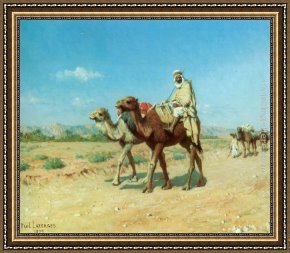 Jean-baptiste Oudry Framed Paintings - In the Desert by Jean Baptiste Paul Lazerges