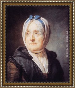 Jean Baptiste Simeon Chardin Framed Paintings - Portrait of Madame Chardin by Jean Baptiste Simeon Chardin