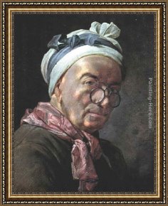 Jean Baptiste Simeon Chardin Framed Paintings - Self-Portrait by Jean Baptiste Simeon Chardin