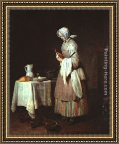 Attentive Framed Paintings - The Attentive Nurse by Jean Baptiste Simeon Chardin