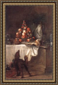 Jean Baptiste Simeon Chardin Framed Paintings - The Buffet by Jean Baptiste Simeon Chardin