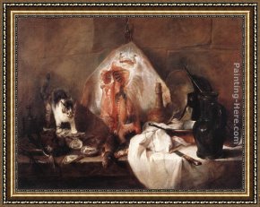 Jean Baptiste Simeon Chardin Framed Paintings - The Ray by Jean Baptiste Simeon Chardin