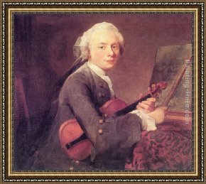 Jean Baptiste Simeon Chardin Framed Paintings - Young Man with a Violin by Jean Baptiste Simeon Chardin