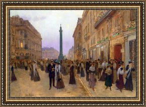 Rue De Louvre Framed Paintings - La Rue de la Paix 1907 by Jean Beraud