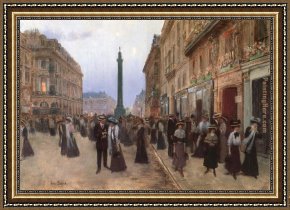Rue De Louvre Framed Paintings - La Rue de la Paix by Jean Beraud