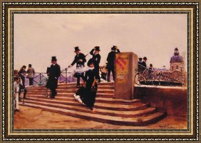 El Vendador De Alcatraces (the Vendor of Alcatraces) Framed Paintings - Pont des arts by Jean Beraud