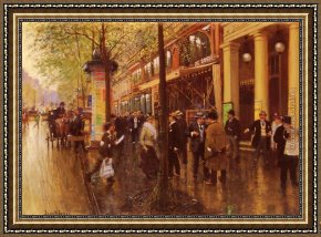 Place Blanche Boulevard Clichy Framed Paintings - The Great Boulevard by Jean Beraud