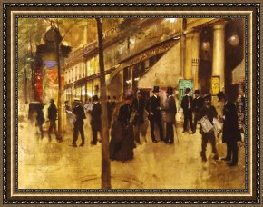 El Vendador De Alcatraces (the Vendor of Alcatraces) Framed Paintings - The Theatre des Varietes by Jean Beraud