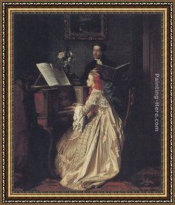 Lessons Learned by Eyears Framed Paintings - The Music Lesson by Jean Carolus