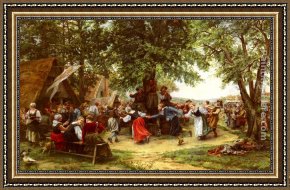 Corn Festival, (la Fiesta Del Maiz) Framed Paintings - The Village Festival by Jean Charles Meissonier