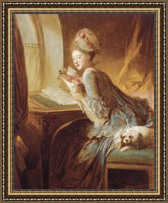 Jean-honore Fragonard Framed Paintings - The Love Letter by Jean Fragonard