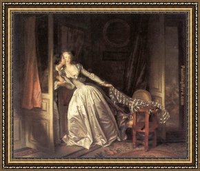 A Stolen Interview Framed Paintings - The Stolen Kiss by Jean Fragonard