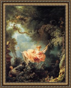 Henry Jules Jean Geoffroy Framed Paintings - The Swing 1767 by Jean Fragonard