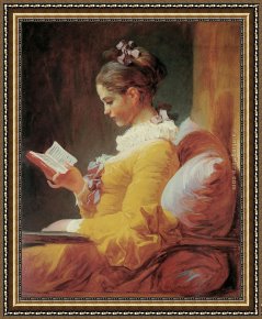 Young Girl Reading Framed Paintings - Young Girl Reading by Jean Fragonard