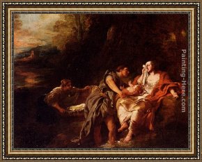 Moses Framed Paintings - Moses Cast Into The Nile by Jean Francois de Troy