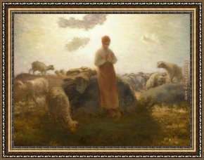 The Return of The Herd Framed Paintings - Keeper of the Herd by Jean Francois Millet