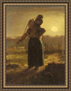 Norman Framed Paintings - Norman Milkmaid by Jean Francois Millet