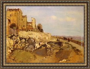 Eze-sur-mer Framed Paintings - Eze-Sur-Mer by Jean Francois Raffaelli