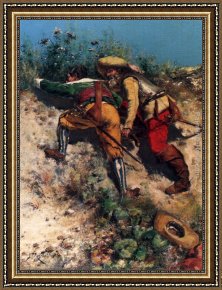 Raffaelli Framed Paintings - L'embuscade by Jean Francois Raffaelli