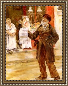 Raffaelli Framed Paintings - Les Petits Metiers De Paris Le Crieur Public by Jean Francois Raffaelli