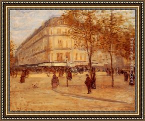 Raffaelli Framed Paintings - Place Du Theature Francais, Paris by Jean Francois Raffaelli