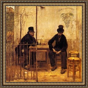 Raffaelli Framed Paintings - The Absinthe Drinkers by Jean Francois Raffaelli