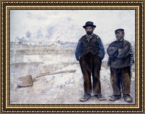 Raffaelli Framed Paintings - The Two Workmen by Jean Francois Raffaelli