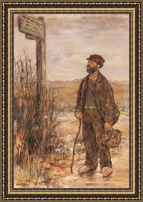 Raffaelli Framed Paintings - Un Clochard by Jean Francois Raffaelli