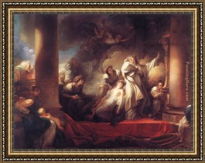 Jean-honore Fragonard Framed Paintings - Coresus Sacrificing himselt to Save Callirhoe by Jean-Honore Fragonard