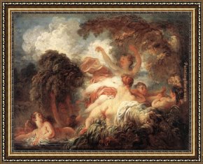 Jean-honore Fragonard Framed Paintings - The Bathers by Jean-Honore Fragonard