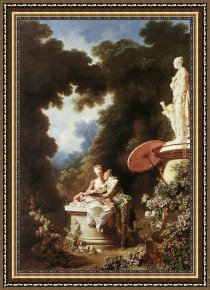 Love Framed Paintings - The Confession of Love by Jean-Honore Fragonard