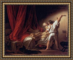 The Lock Framed Paintings - the lock by Jean-Honore Fragonard