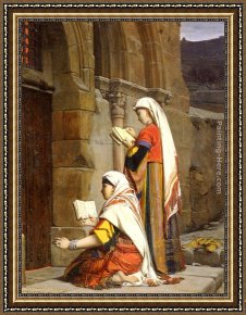 Chr Framed Paintings - Chr&eacute;tiennes Au Tombeau De la Vierge, Jerusalem by Jean-Jules-Antoine Lecomte du Nouy
