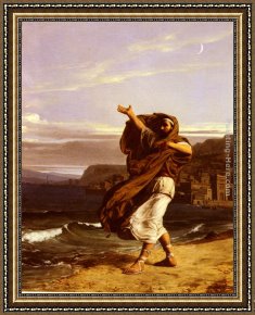 Demosthene S'exerce a La Parole Framed Paintings - Demosthene S'Exerce A La Parole by Jean-Jules-Antoine Lecomte du Nouy
