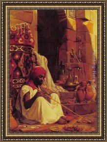 Jean-jules-antoine Lecomte Du Nouy Framed Paintings - The Opium Smoker by Jean-Jules-Antoine Lecomte du Nouy