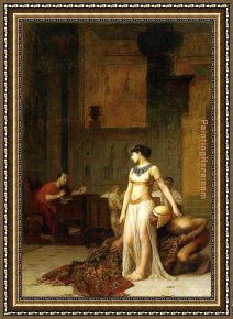Cleopatra Testing Poisons on Condemned Prisoners Cropped Framed Paintings - Caesar and Cleopatra by Jean-Leon Gerome