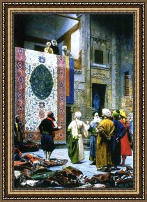 Eduardo Leon Garrido Framed Paintings - Carpet Merchant in Cairo by Jean-Leon Gerome
