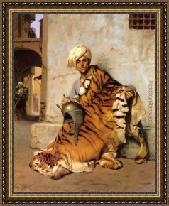 Gerome Framed Paintings - Pelt Merchant of Cairo by Jean-Leon Gerome