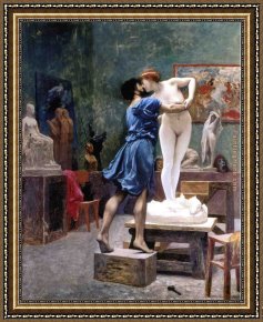 Gerome Framed Paintings - Pigmaliao e Galateia by Jean-Leon Gerome
