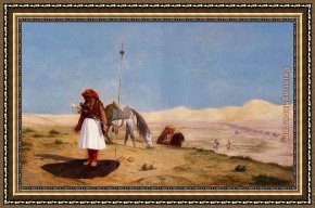 Egyptian Recruits Crossing The Desert Framed Paintings - Prayer in the Desert by Jean-Leon Gerome