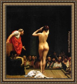 The Slave Market Framed Paintings - Selling Slaves in Rome by Jean-Leon Gerome