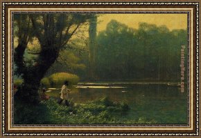 Summer Framed Paintings - Summer Afternoon on a Lake by Jean-Leon Gerome