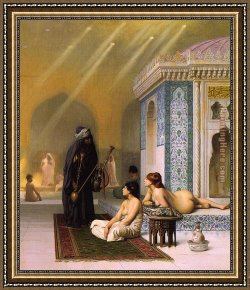Eduardo Leon Garrido Framed Paintings - The Harem Bath by Jean-Leon Gerome