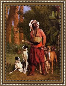 Eduardo Leon Garrido Framed Paintings - The Negro Master of the Hounds by Jean-Leon Gerome