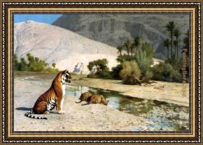 A Mortally Wounded Brigand Quenches His Thirst Framed Paintings - Thirst I by Jean-Leon Gerome