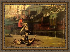 Eduardo Leon Garrido Framed Paintings - Thumbs Down by Jean-Leon Gerome